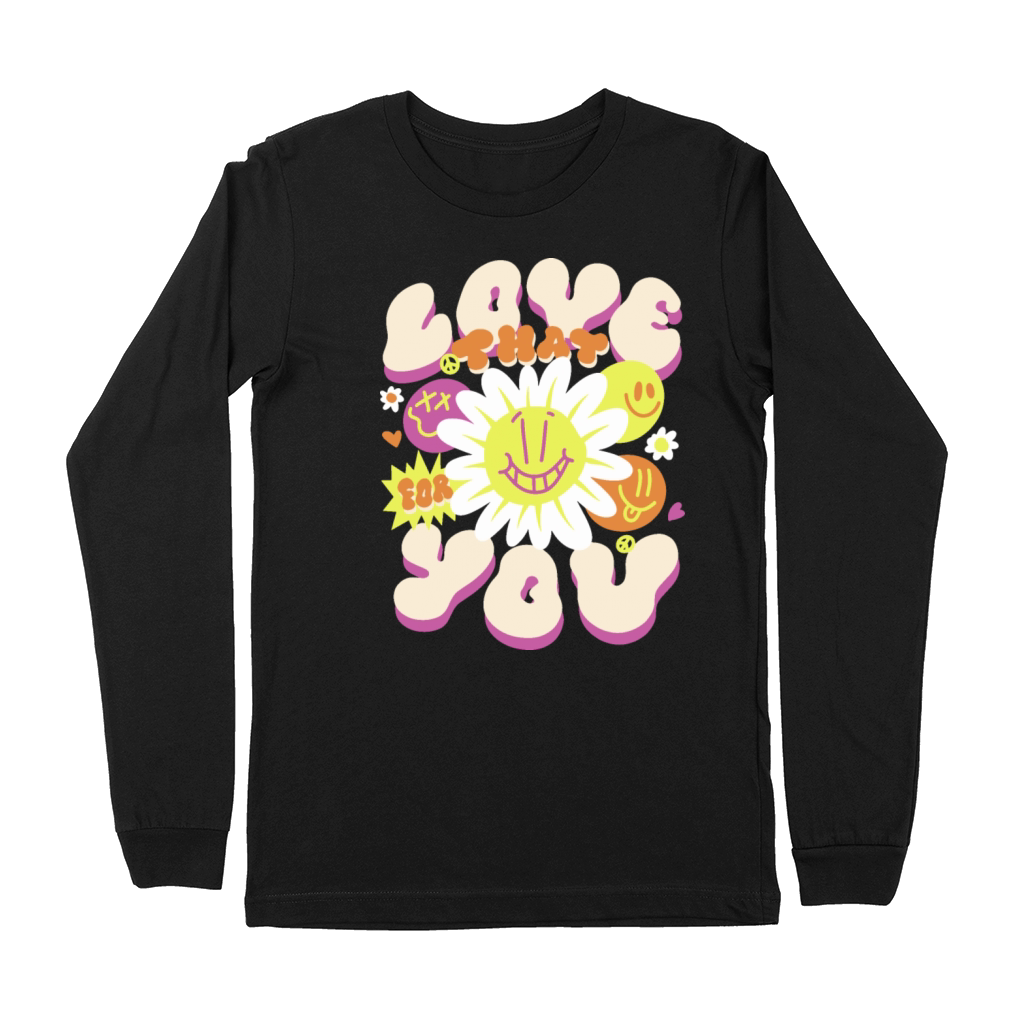 Hippie Love Quote Lettering Flowers Premium Long Sleeve