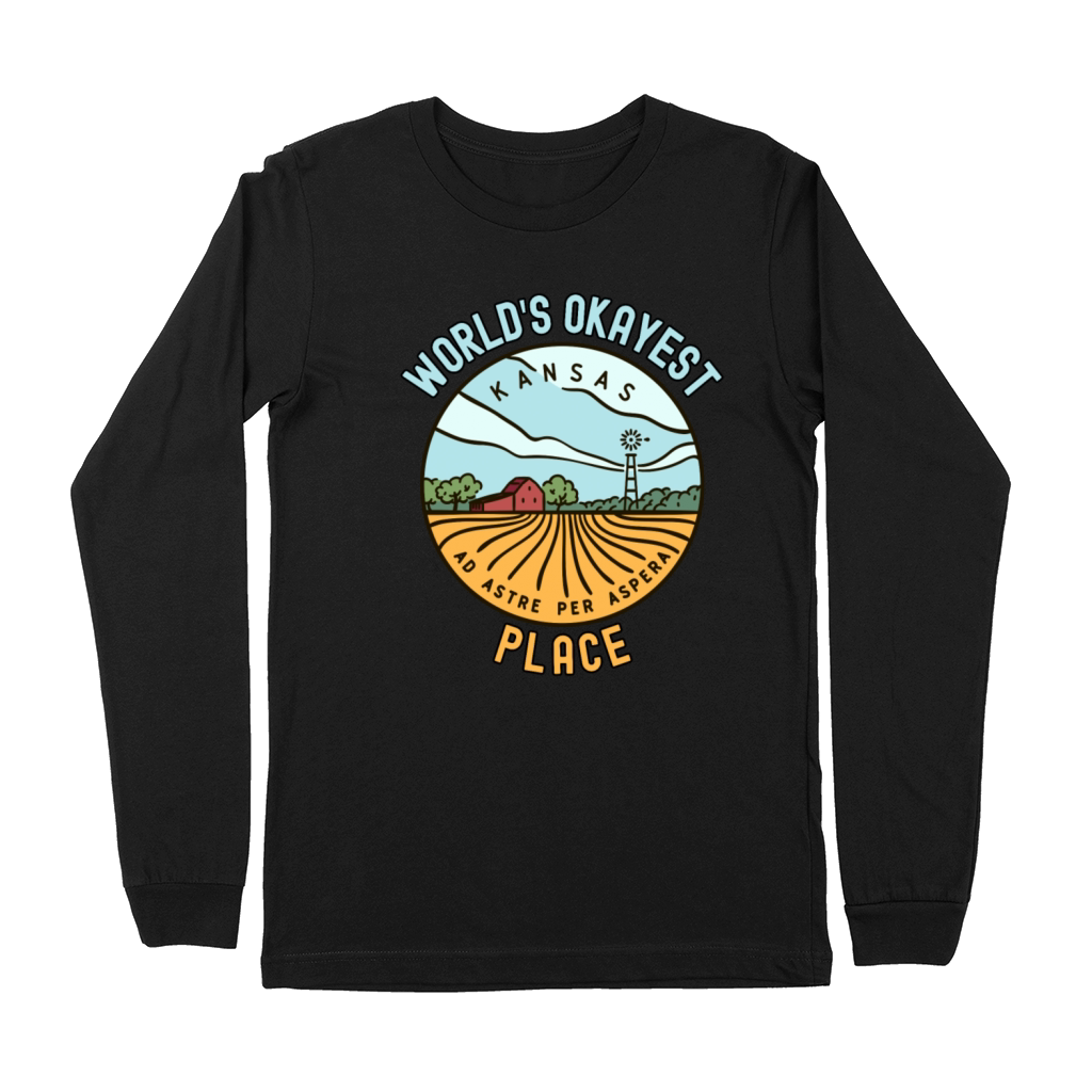 world s okayest kansas ad astra per aspera Premium Long Sleeve