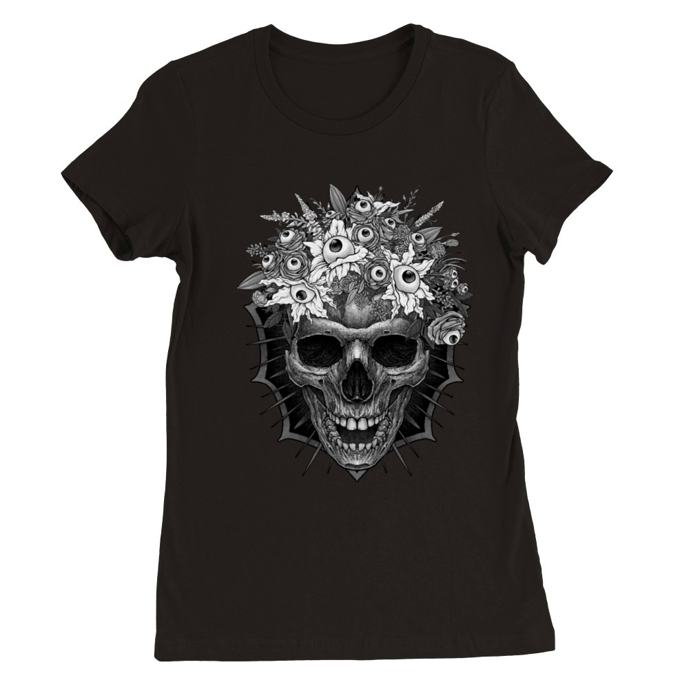 Bones and Botany Skull and creepy eyeball bouquet Premium Womens Crewneck T-shirt