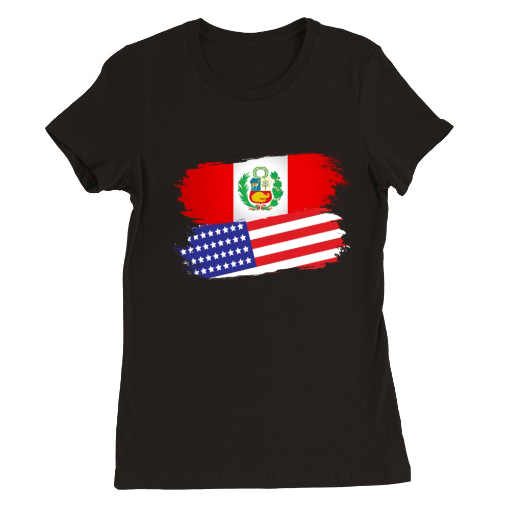 Peruvian American Flag Patriot Roots Premium Womens Crewneck T-shirt
