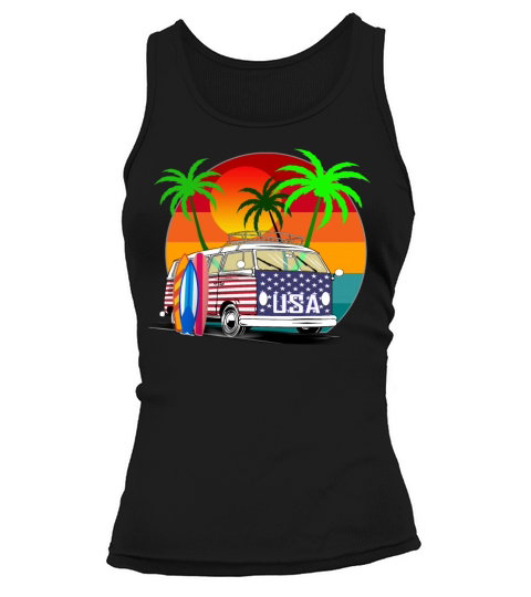 united states beach flag surf car retro usa Tank top Woman
