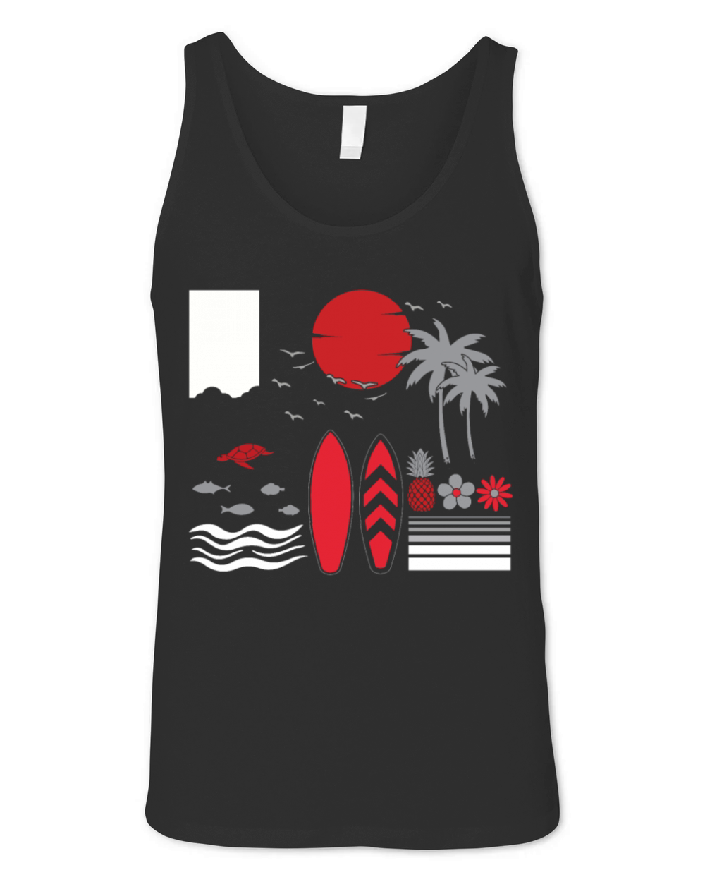 Hawaii Summer Palm Tree Surf Hello Summer Unisex Jersey Tank