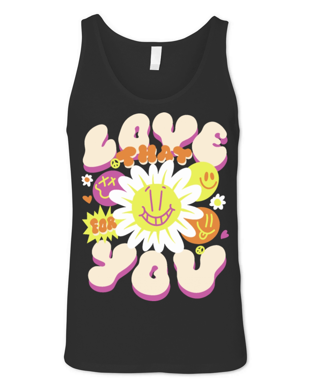 Hippie Love Quote Lettering Flowers Unisex Jersey Tank