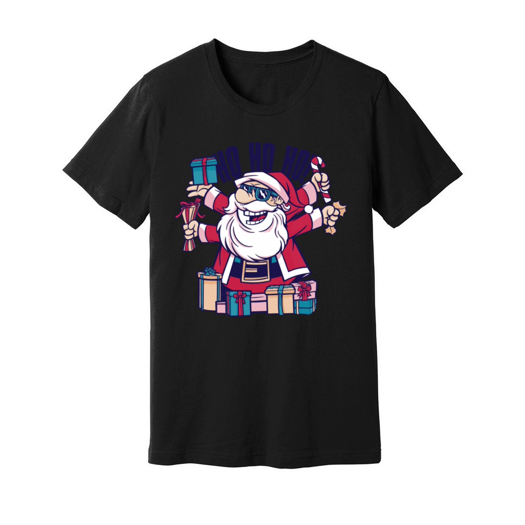 Santa Smiling With s And The Quote Ho Ho Ho Unisex Jersey Tee