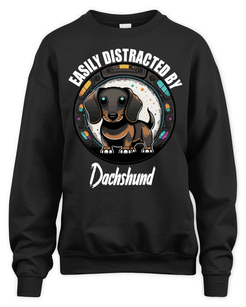 Easily Distracted By Dachshund Dog Mom Unisex Premium Crewneck Sweatshirt