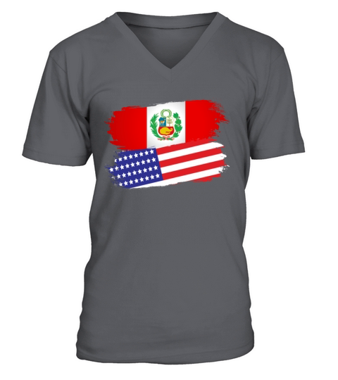 Peruvian American Flag Patriot Roots V-Neck T-shirt