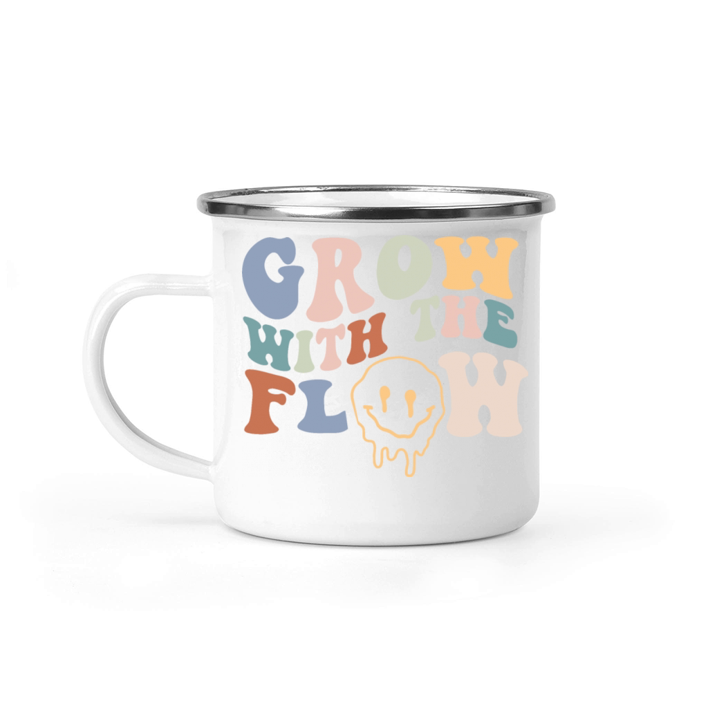 Grow With The Flow 70s Boho Peace Hippie Gift Camping Mug