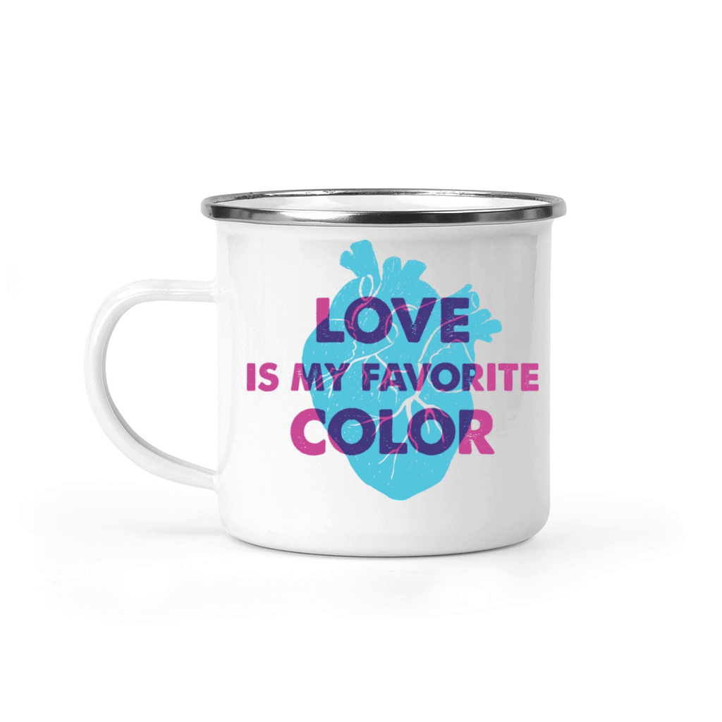Human Heart Love Is My Favorite Color Funny Quote Camping Mug