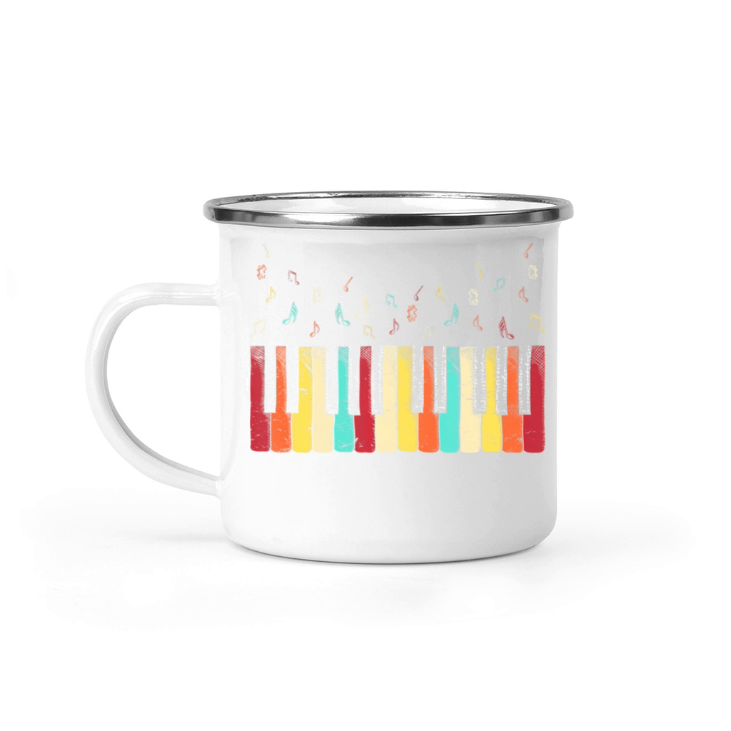 Vintage Retro Piano Keyboard Girls Piano Camping Mug