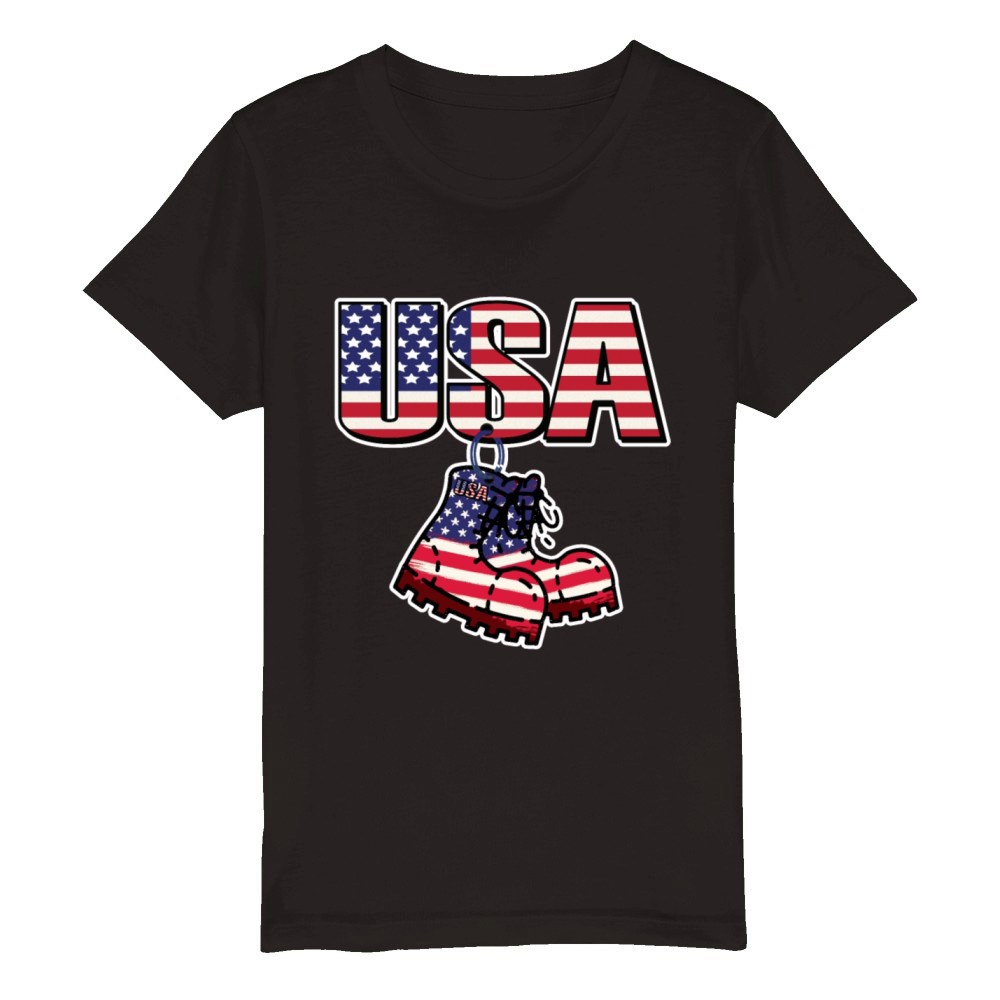 God bless America the land of the free Organic Kids Crewneck T-shirt