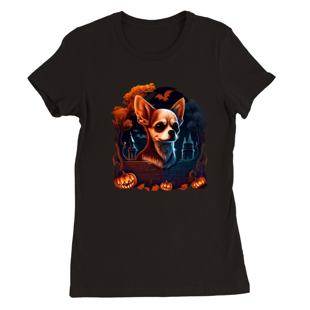 Chihuahua Halloween Costume - Scary Pumpkin Witch Premium Womens Crewneck T-shirt