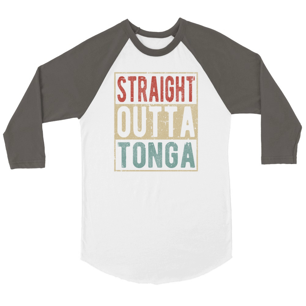 Straight outta Tonga Unisex ¾ sleeve Raglan T-shirt