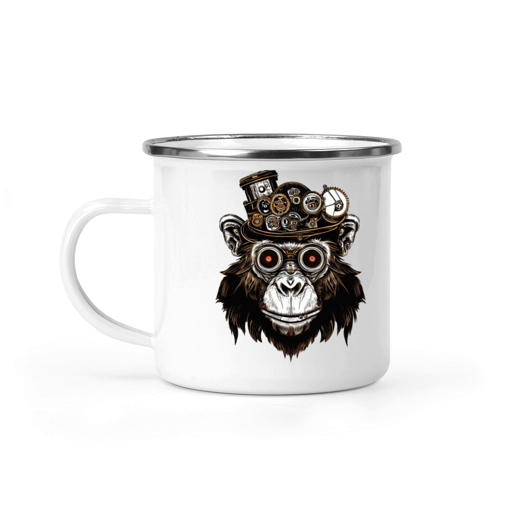Steampunk Chimpanzee - Retrofuturistic Monkey Desi Camping Mug