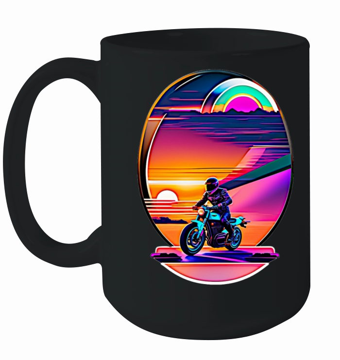 Synthwave bike in action shot Ceramic Mug