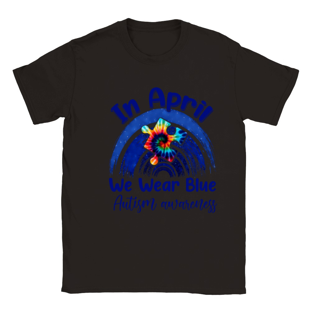 Rainbow Autism In April We Wear Blue Autism Awaren Classic Kids Crewneck T-shirt