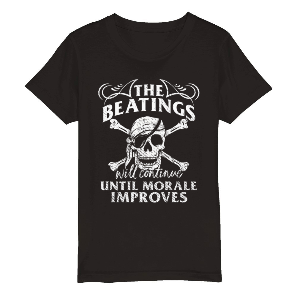 The Beatings Will Continue il Morale Improves Organic Kids Crewneck T-shirt
