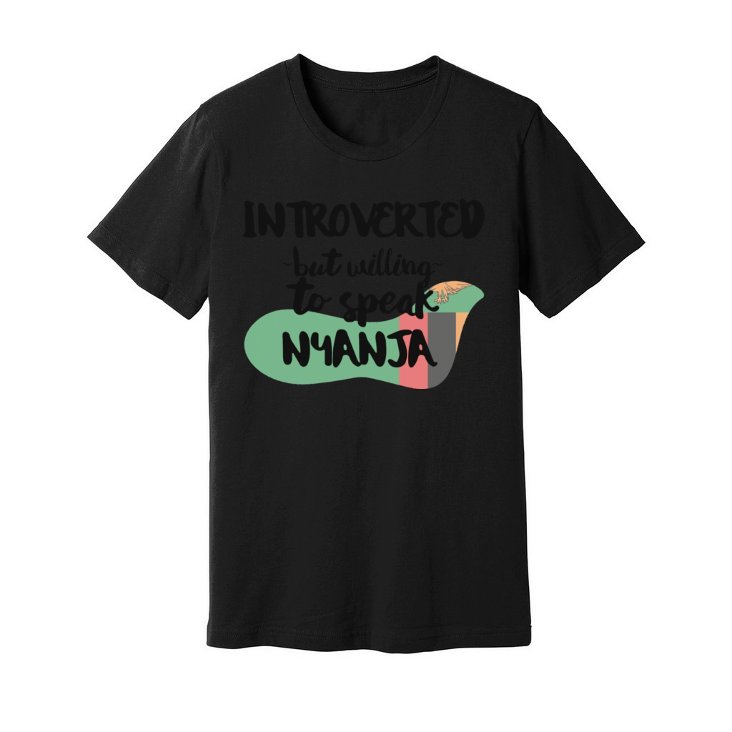 Introverted But Willing To Speak Nyanja Unisex Jersey Tee