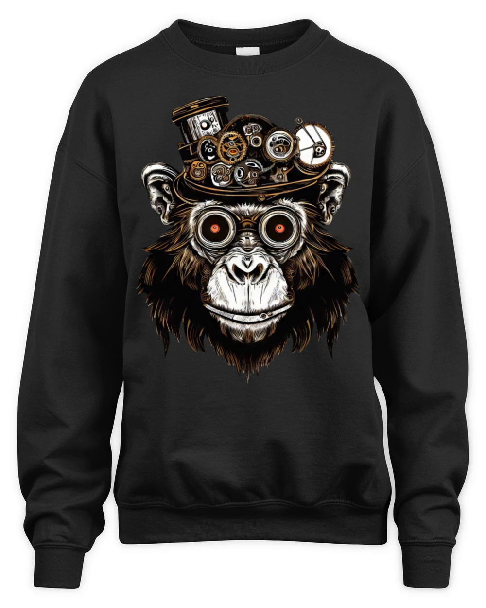 Steampunk Chimpanzee - Retrofuturistic Monkey Desi Unisex Premium Crewneck Sweatshirt