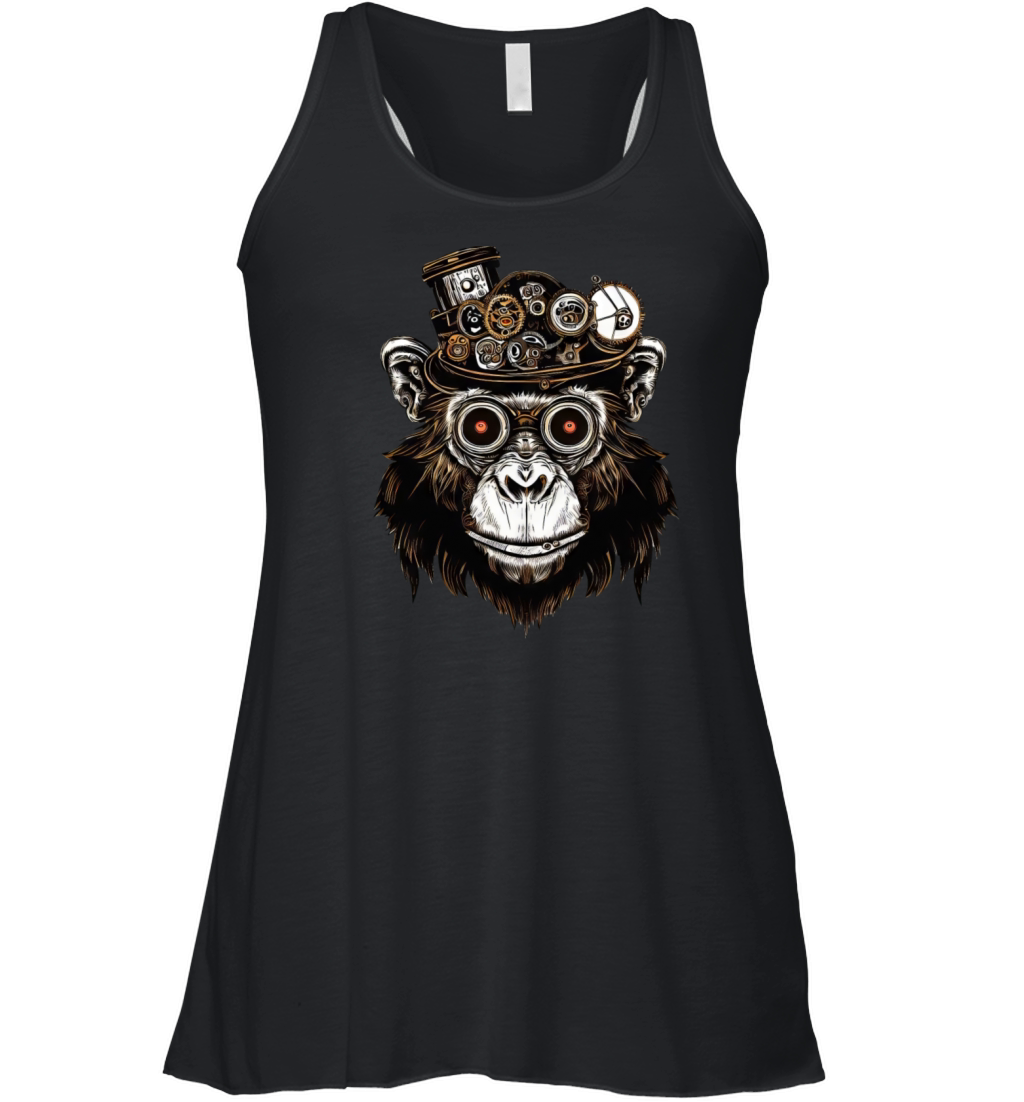 Steampunk Chimpanzee - Retrofuturistic Monkey Desi Women's Flowy Tank Top