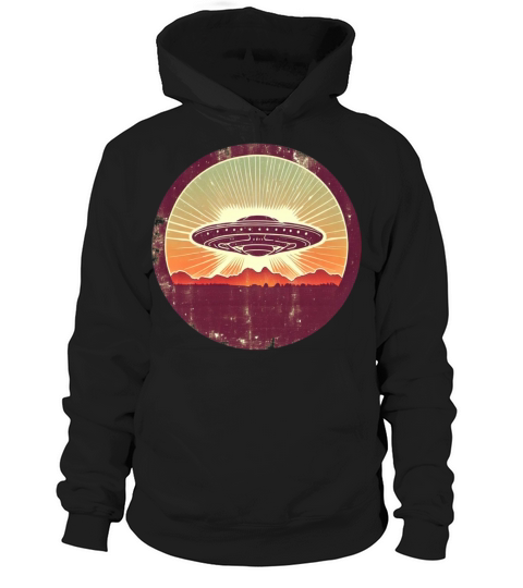Vintage UFO in Sunset Hoodie Unisex