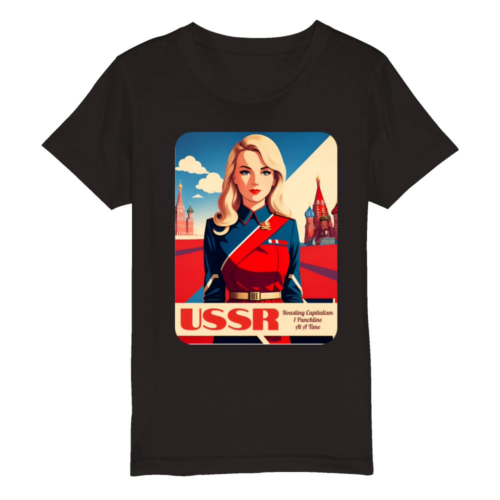 Funny Retro Art Style Soviet Communism USSR Humor Organic Kids Crewneck T-shirt