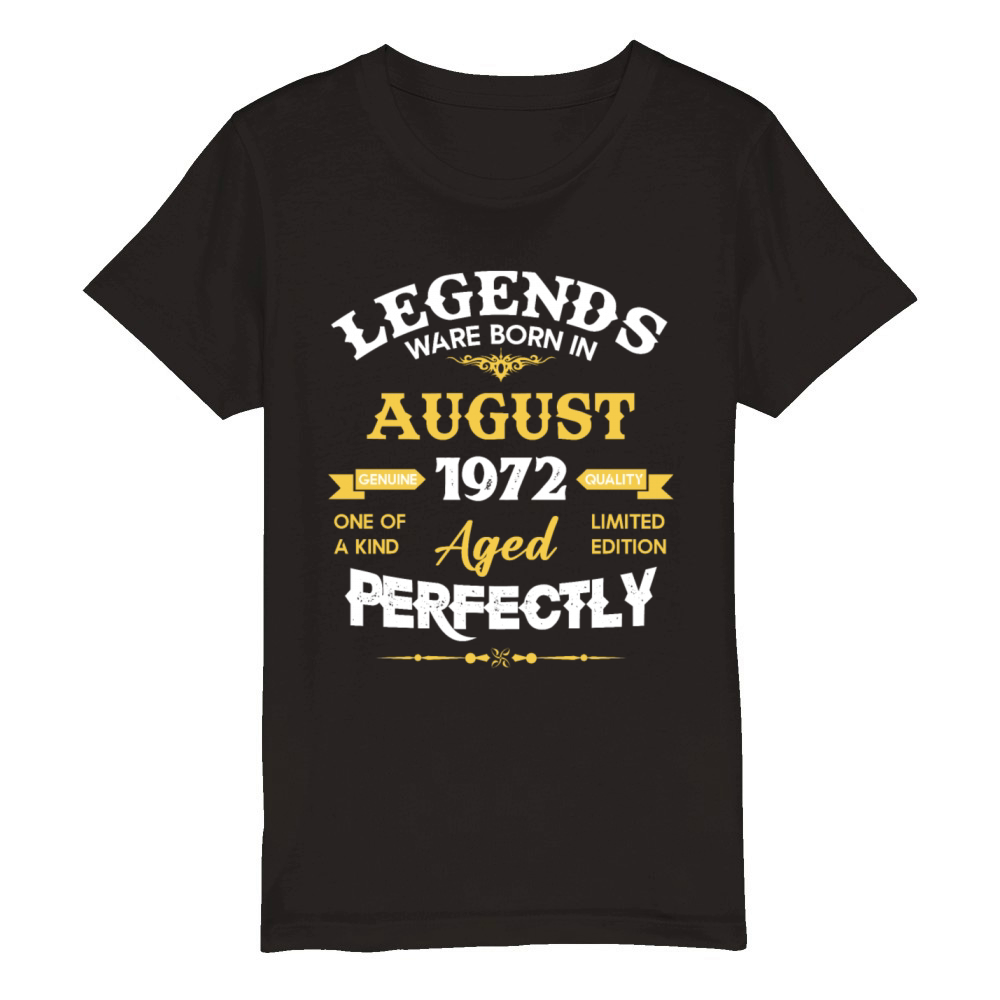 Vintage Aged To Perfection August 1972 Organic Kids Crewneck T-shirt