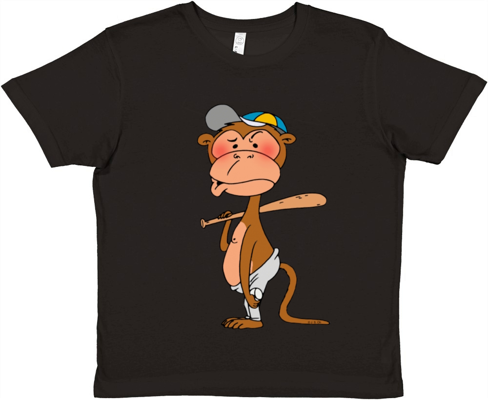 Cool Baseball Monkey Premium Kids Crewneck T-shirt