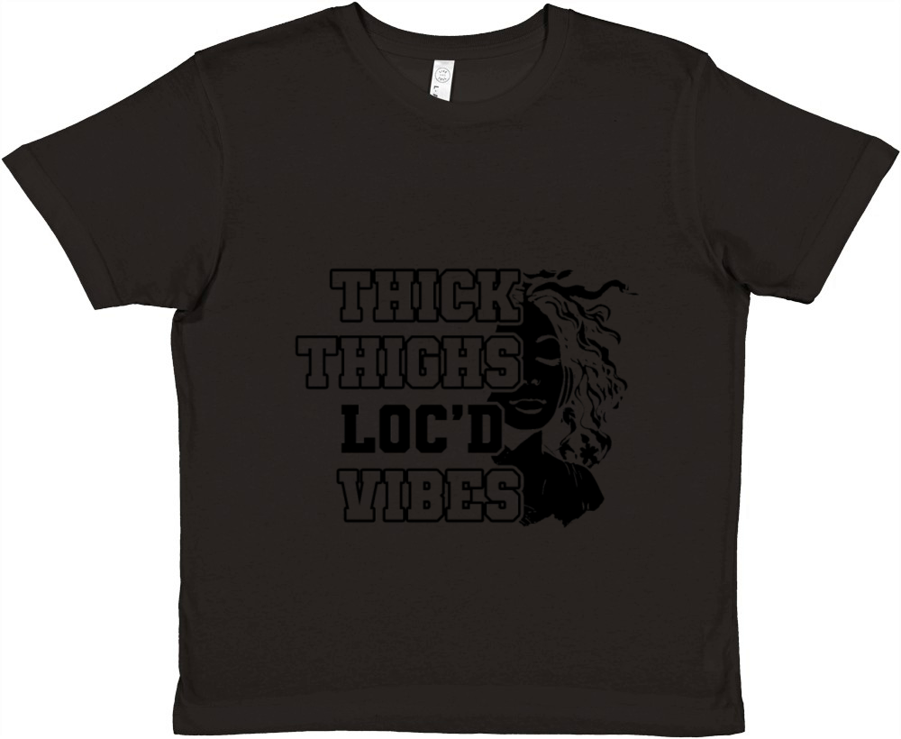 Thick Thighs Locd Vibes Afro Hair Black American Premium Kids Crewneck T-shirt