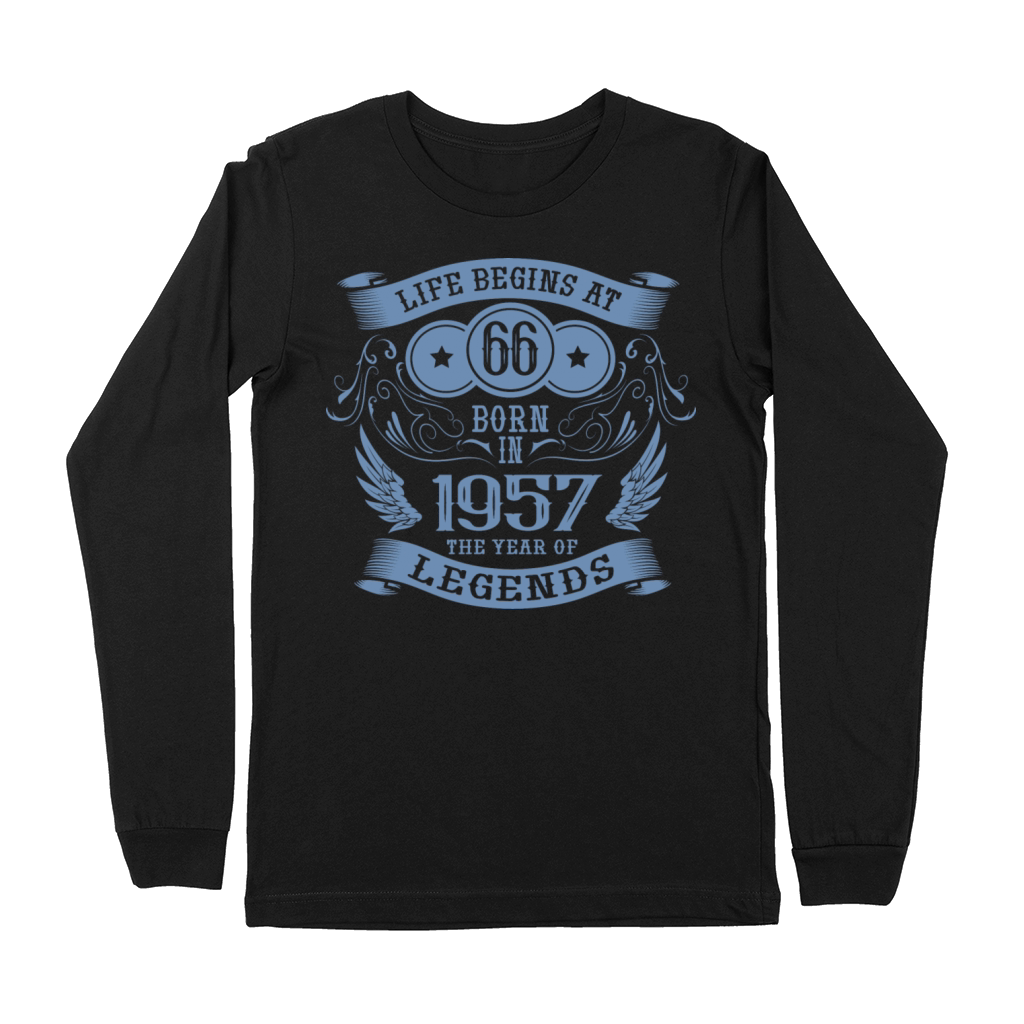 Life begins at 66 1957 Birthday Vintage Premium Long Sleeve