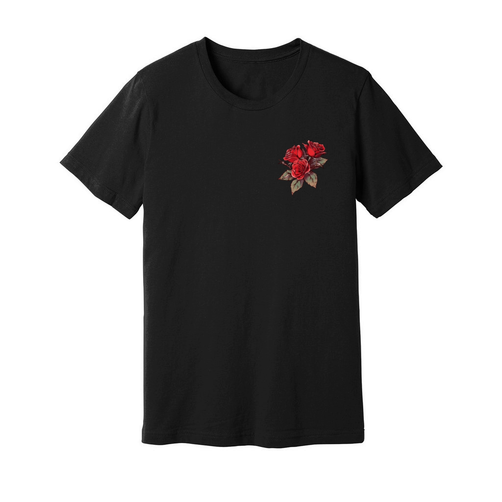 Cool Patch Red Roses Pun Vintage Flowers Lover Fun Unisex Jersey Tee