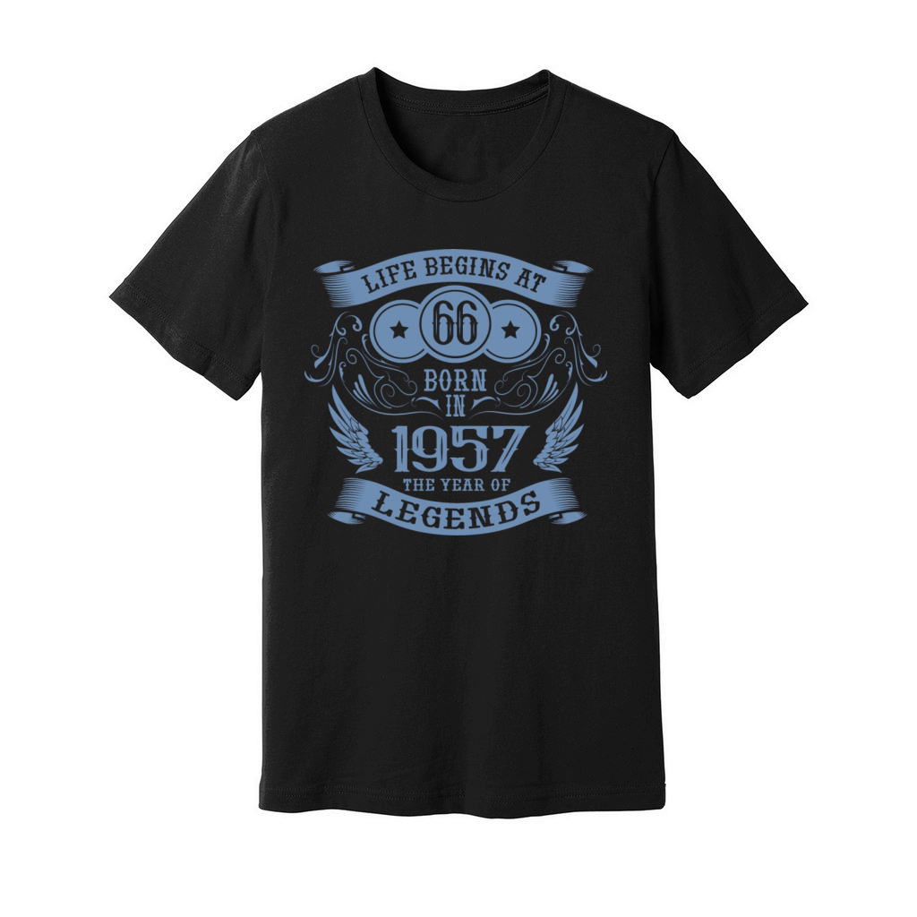 Life begins at 66 1957 Birthday Vintage Unisex Jersey Tee