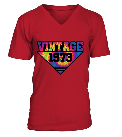 Vintage 1973 Tie Dye Splash Color Triangle V-Neck T-shirt