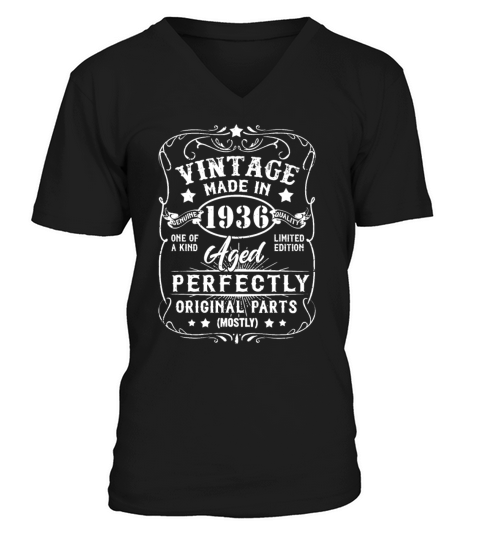 Vintage Made In 1936 Retro Classic 85th Birthday D V-Neck T-shirt