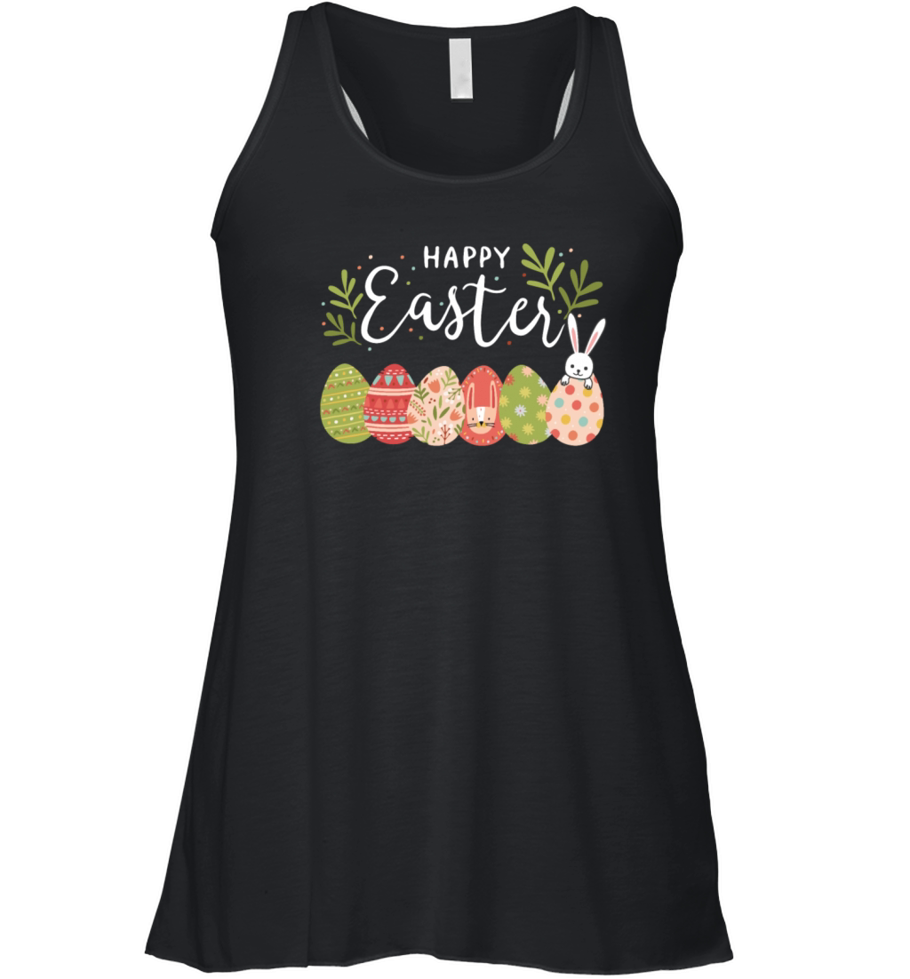 Happy Easter Spring Flowers Bunny Rabbit Egg Hunt Women's Flowy Tank Top