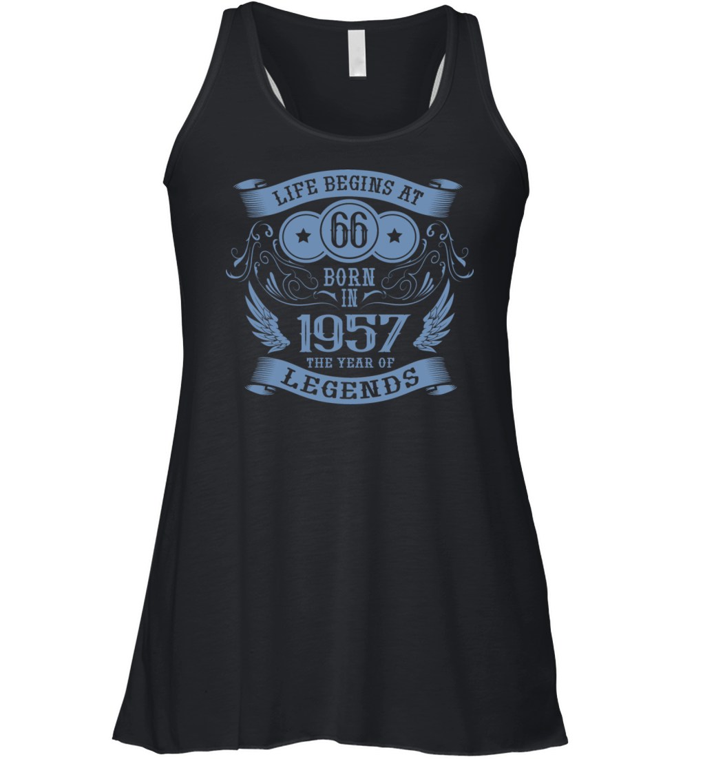 Life begins at 66 1957 Birthday Vintage Women's Flowy Tank Top