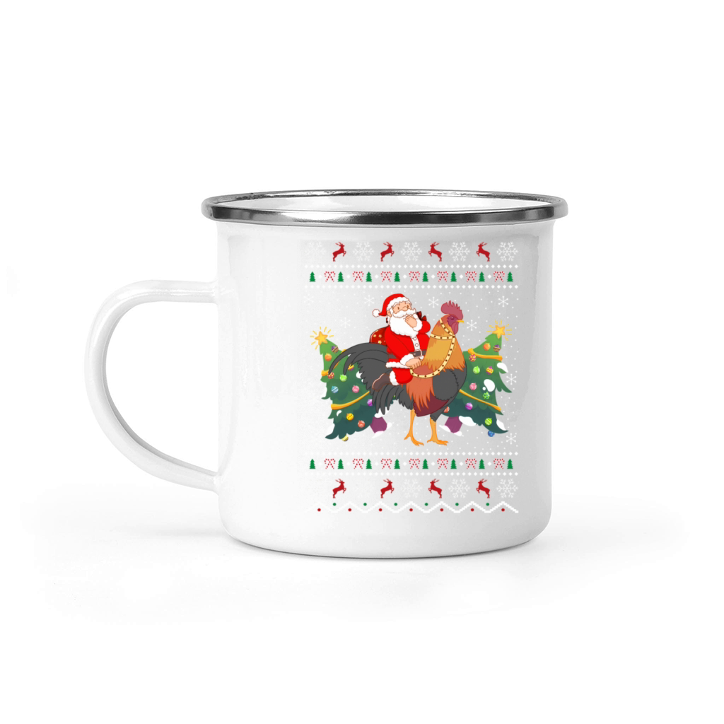 Rooster Ugly Santa Riding Rooster Camping Mug