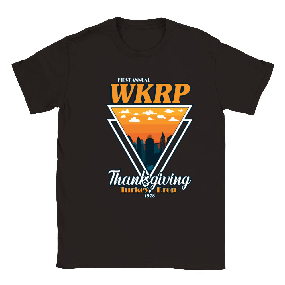 WKRP Thanksgiving Turkey Drop Vintage Triangle Classic Kids Crewneck T-shirt
