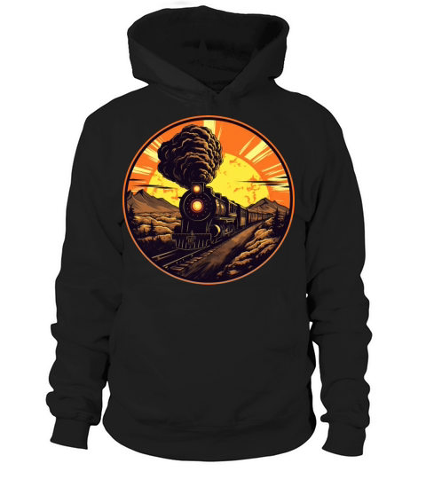 Vintage Steam Train at Sunset - Railway Design Hoodie Unisex
