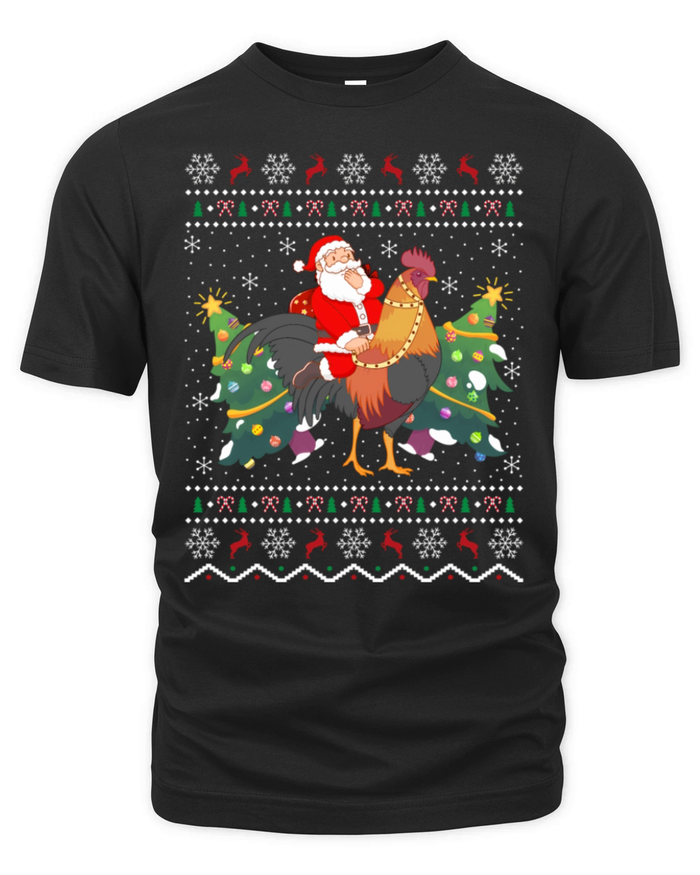 Rooster Ugly Santa Riding Rooster Organic Unisex T-shirt
