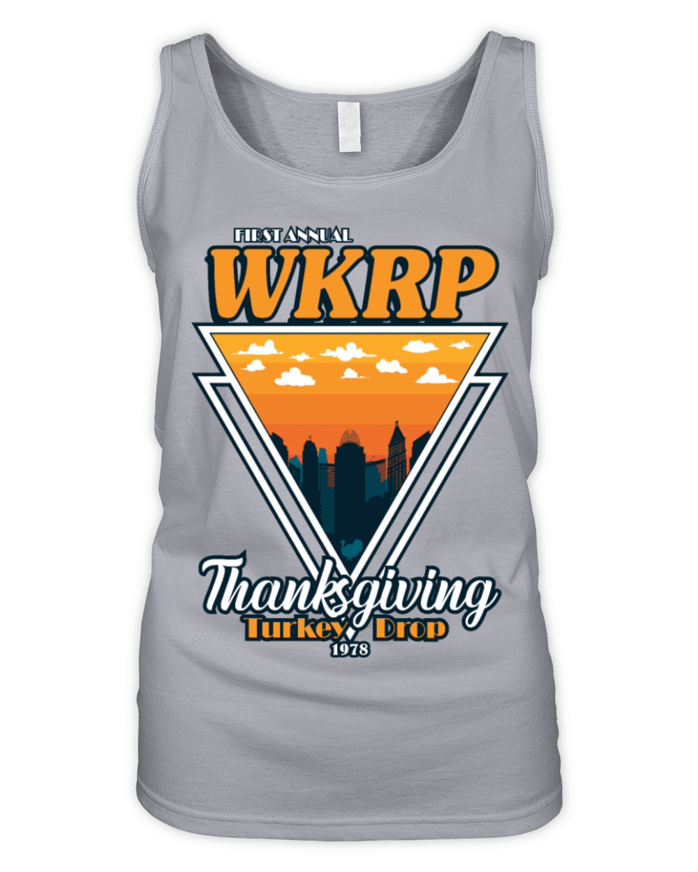 WKRP Thanksgiving Turkey Drop Vintage Triangle Organic Women's Tank Top