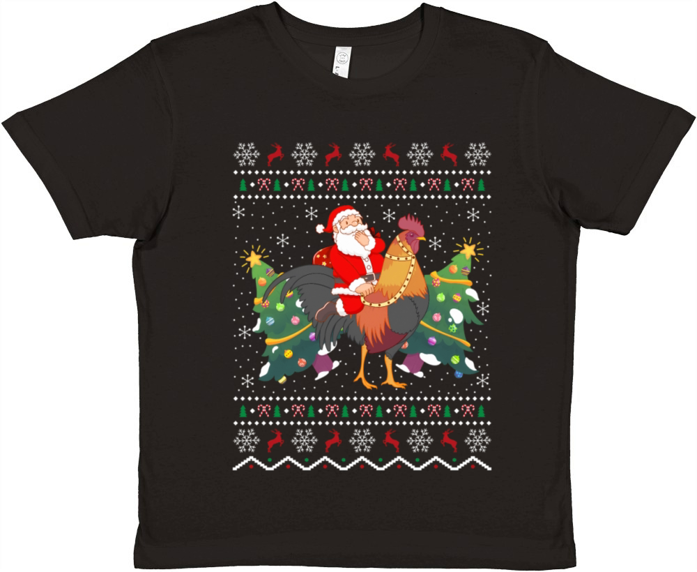 Rooster Ugly Santa Riding Rooster Premium Kids Crewneck T-shirt