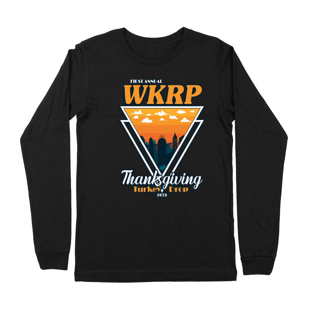 WKRP Thanksgiving Turkey Drop Vintage Triangle Premium Long Sleeve
