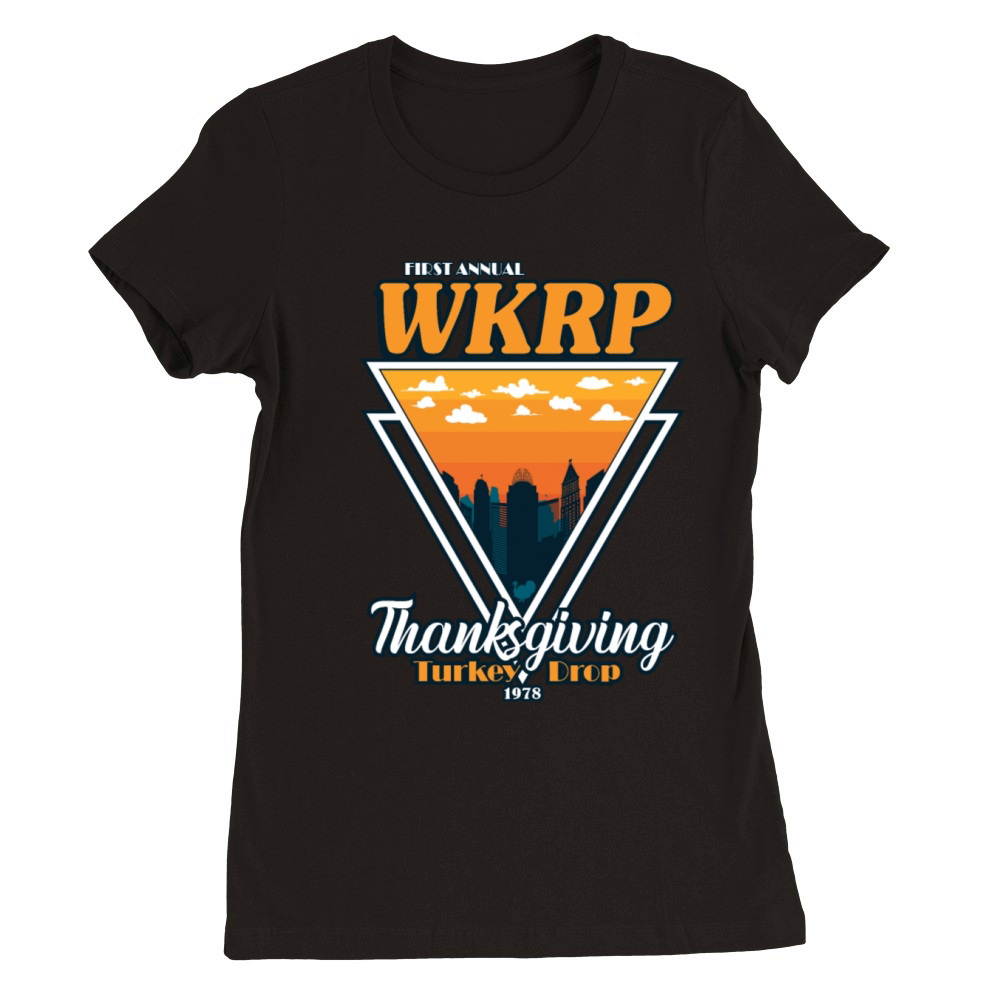 WKRP Thanksgiving Turkey Drop Vintage Triangle Premium Womens Crewneck T-shirt