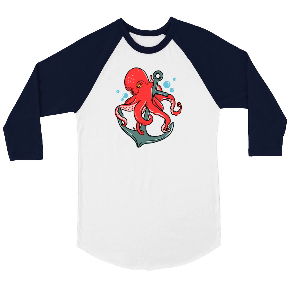 Octopus Anchor for Octopus Lover Unisex ¾ sleeve Raglan T-shirt