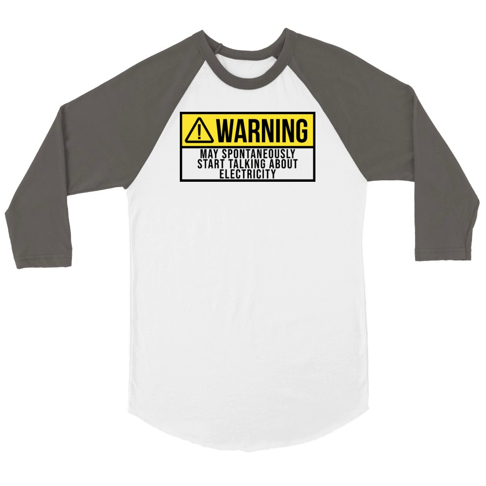 Warning Electrician Unisex ¾ sleeve Raglan T-shirt