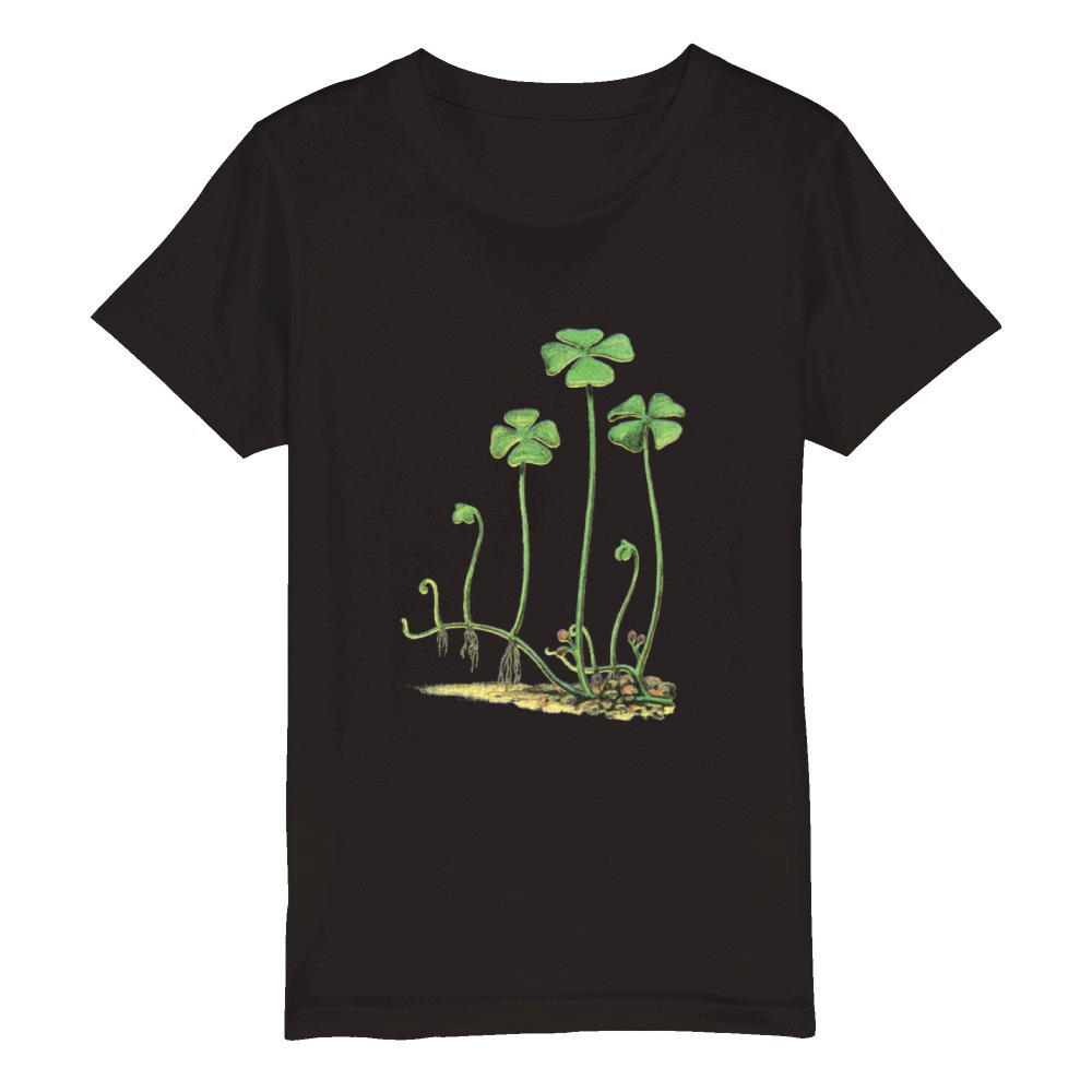 Grow Your Own Way Clover Shamrock Floral Logo Organic Kids Crewneck T-shirt