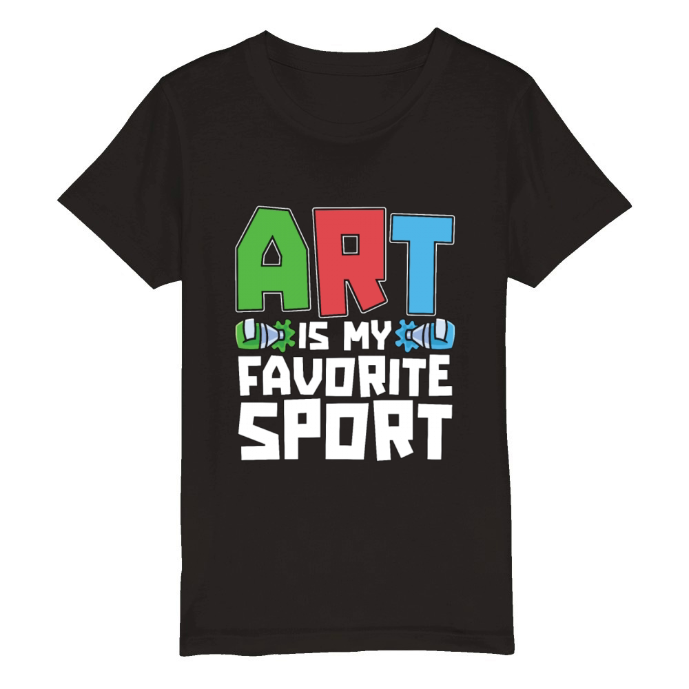 Painter Art Is My Favorite Sport Loves Paint Brush Organic Kids Crewneck T-shirt