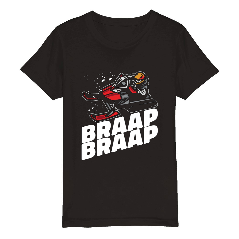 Snowmobile Racing Braap Braap Winter Sports Snow Organic Kids Crewneck T-shirt
