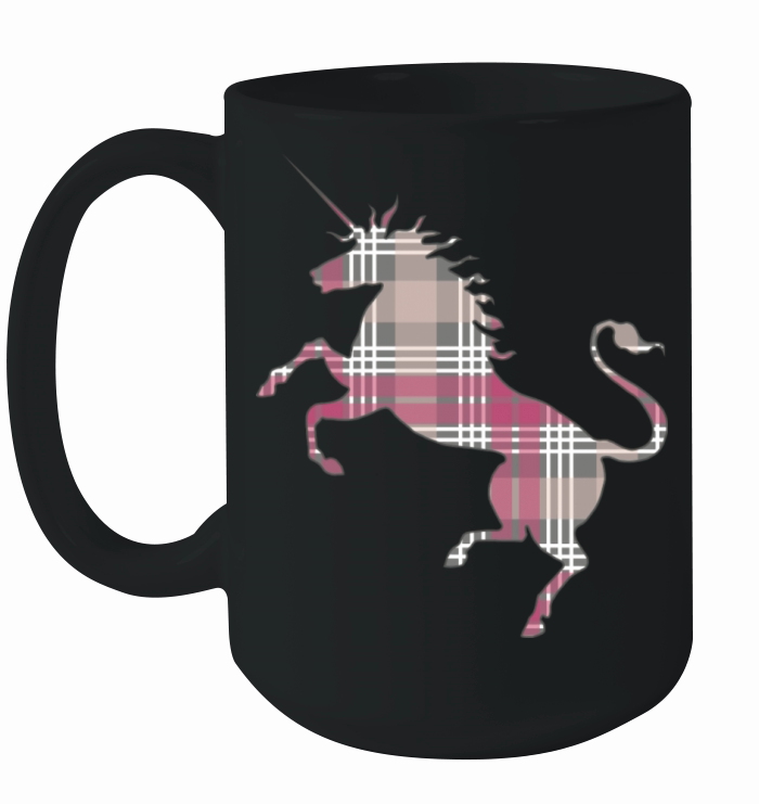 Scottish Pink Grey And White Tartan Rearing Ceramic Mug