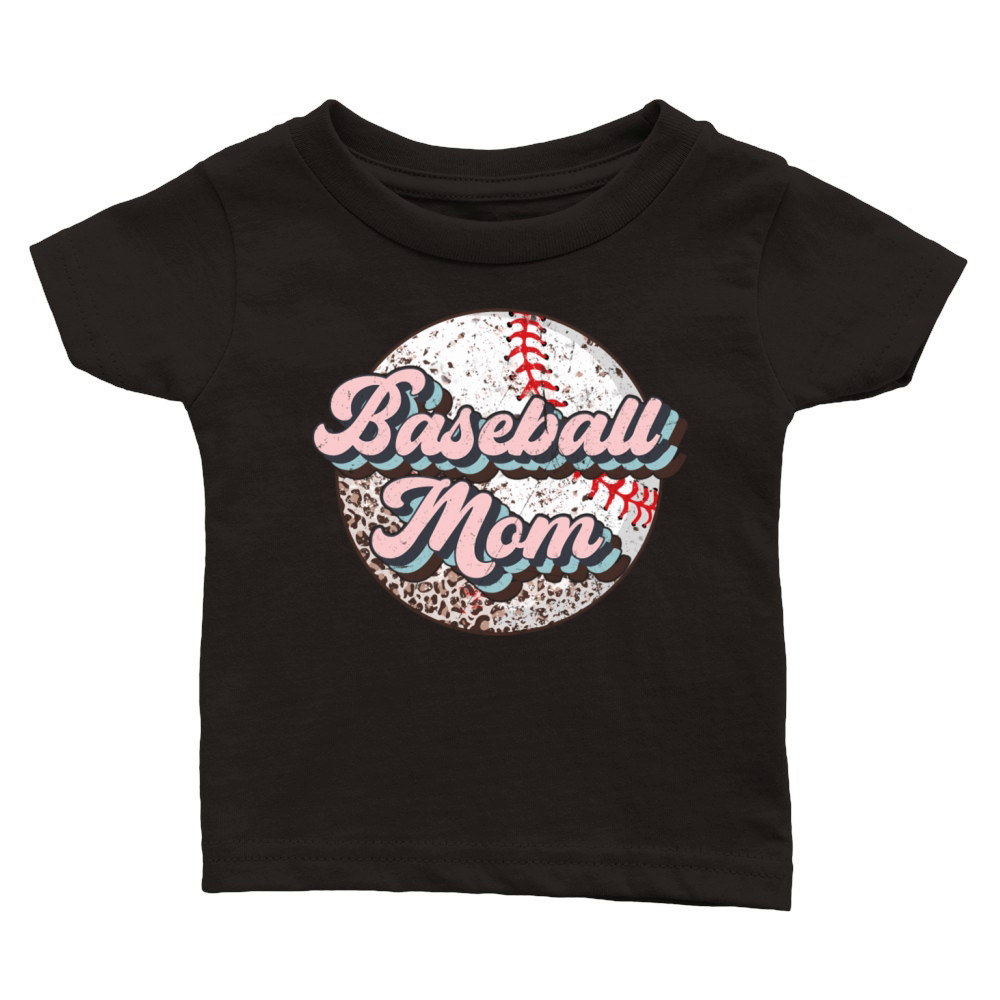 Baseball Mom Leopard Softball Mom MotherS Day For Classic Baby Crewneck T-shirt